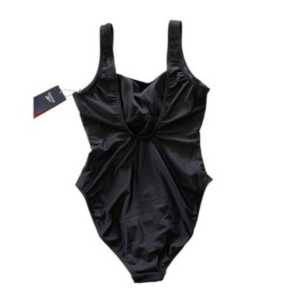 Reebok Women's Scoop-Neck Athletic One-Piece Swimsuit Black Size M NWT $62 - Picture 2 of 4